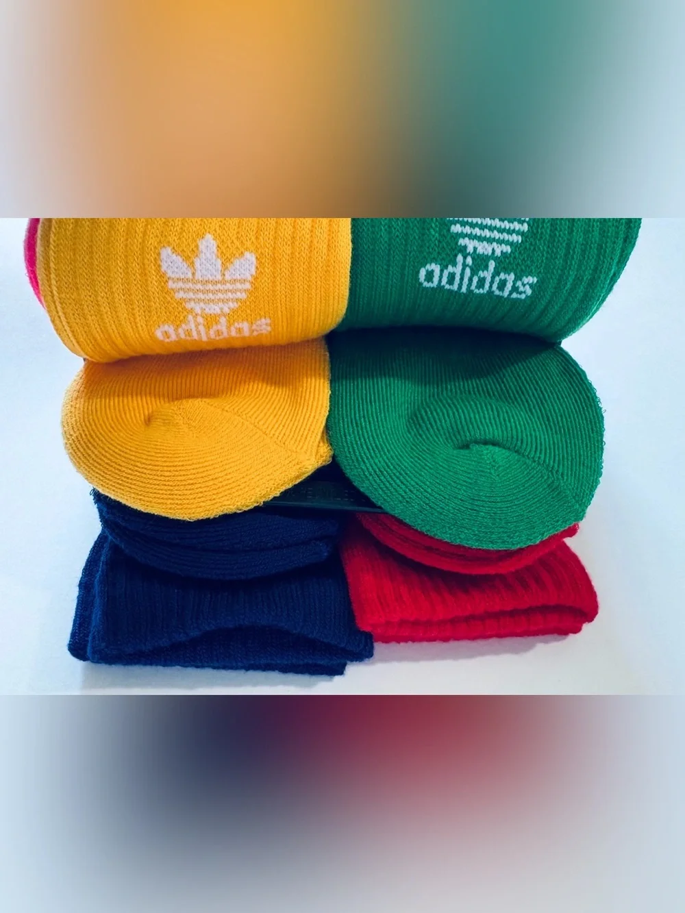 adidas Originals Crew Socks Pack in Red, Green, Blue, Yellow, Pink, Navy